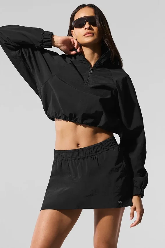 Cropped 1/4 Zip Alumni Pullover - Black