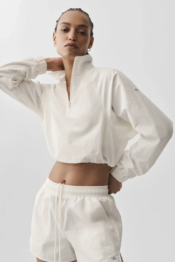 Cropped 1/4 Zip Alumni Pullover - Ivory