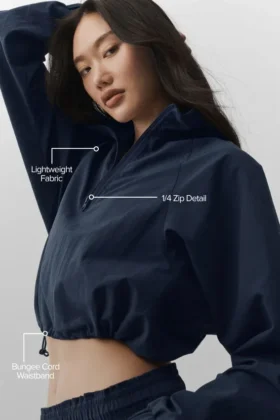Cropped 1/4 Zip Alumni Pullover – Navy