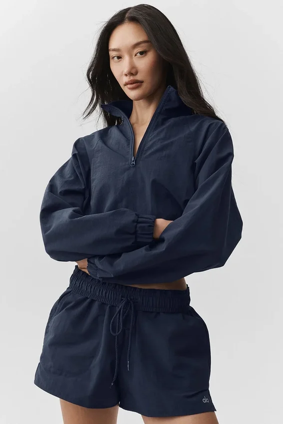 Cropped 1/4 Zip Alumni Pullover - Navy