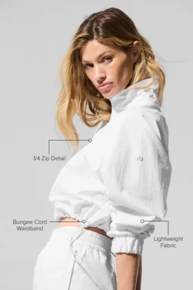 Cropped 1/4 Zip Alumni Pullover – White