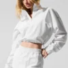 Cropped 1/4 Zip Alumni Pullover - White