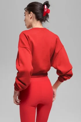 Cropped Accolade Crewneck – Bright Red