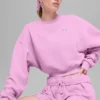 Cropped Accolade Crewneck - Candy Heart Pink