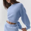 Cropped Accolade Crewneck - Light Provence Blue
