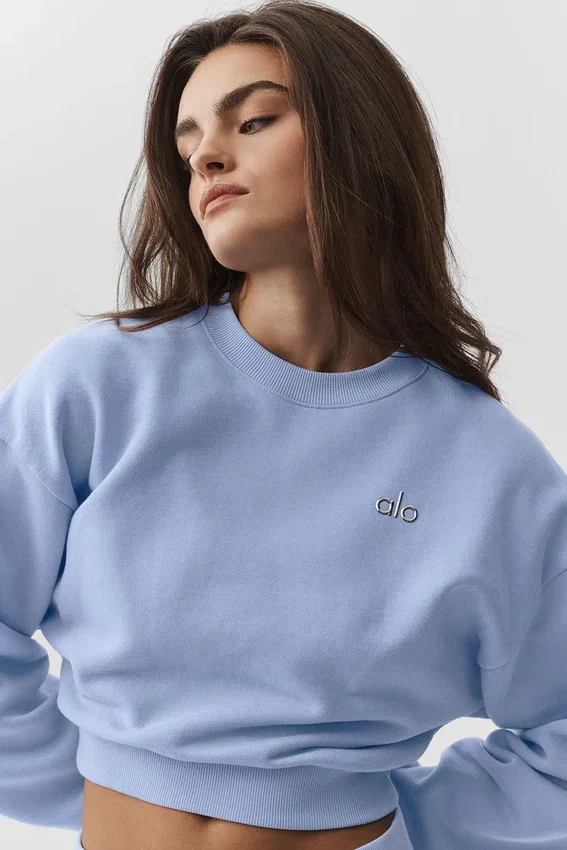 Cropped Accolade Crewneck - Light Provence Blue