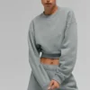 Cropped Accolade Crewneck - Lunar Grey