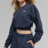 Cropped Accolade Crewneck - Navy