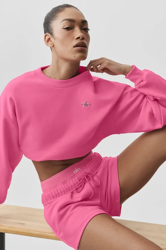 Cropped Accolade Crewneck - Paradise Pink