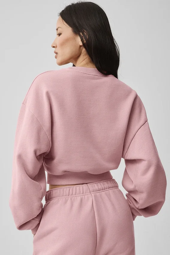 Cropped Accolade Crewneck - Vintage Pink