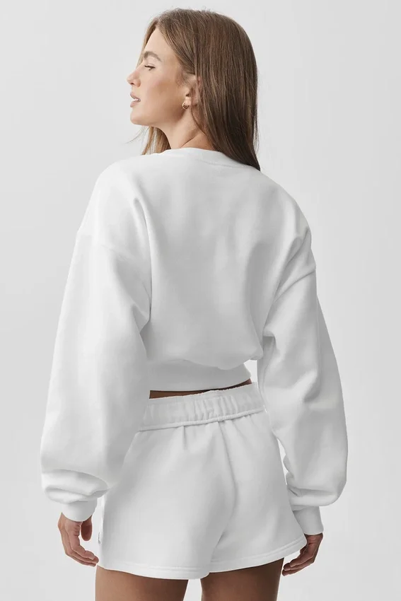 Cropped Accolade Crewneck - White