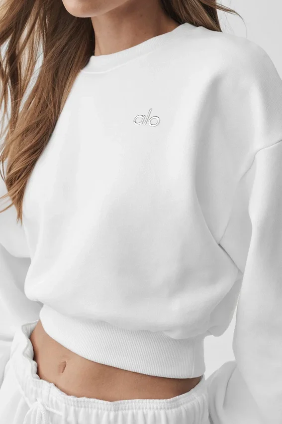 Cropped Accolade Crewneck - White