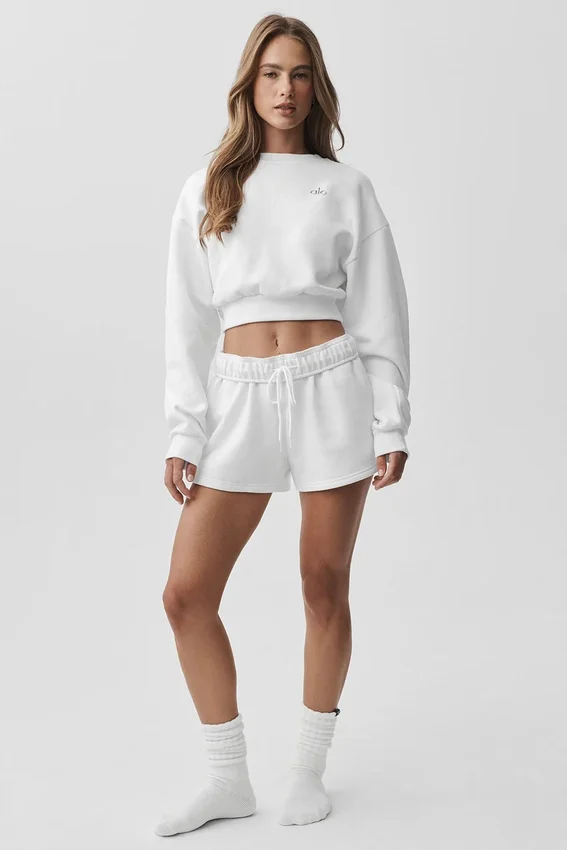 Cropped Accolade Crewneck - White