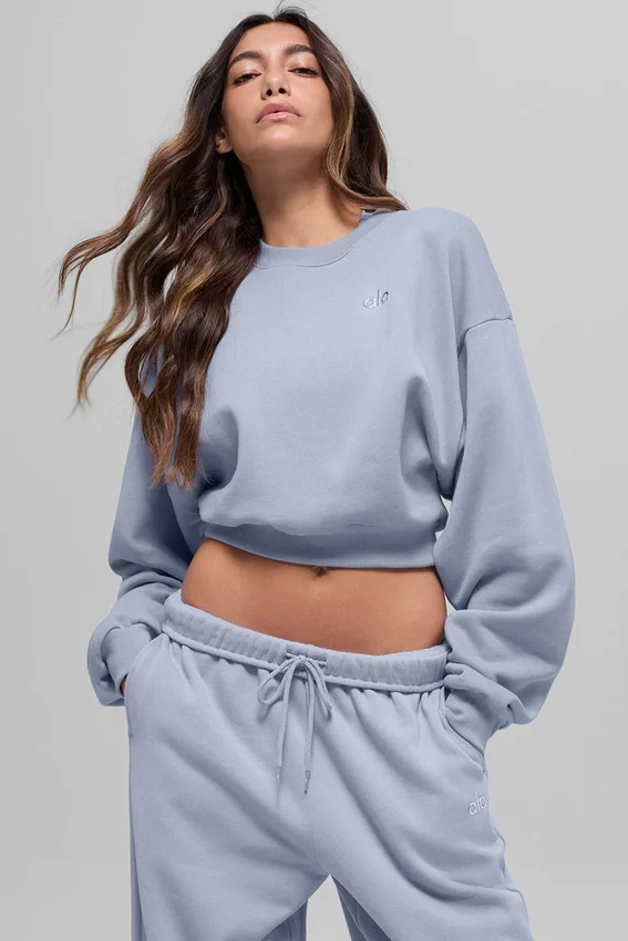 Cropped Accolade Crewneck - Winter Frost