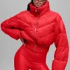 Cropped Atmosphere Puffer - Bright Red