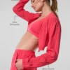 Cropped Breezy Full-Zip Cover up - Candy Red
