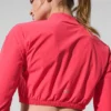 Cropped Breezy Full-Zip Cover up - Candy Red