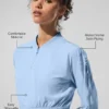Cropped Breezy Full-Zip Cover up - Seashell Blue