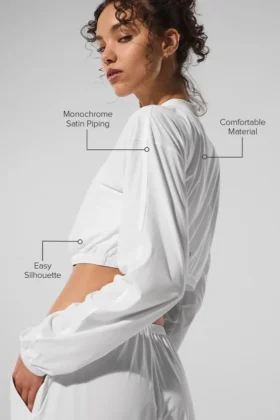 Cropped Breezy Full-Zip Cover up – White