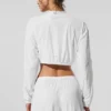 Cropped Breezy Full-Zip Cover up - White