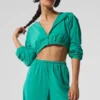 Cropped Breezy Full-Zip Hoodie - Spruce Green