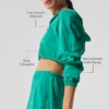 Cropped Breezy Full-Zip Hoodie - Spruce Green