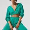 Cropped Breezy Full-Zip Hoodie - Spruce Green