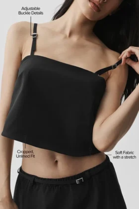 Cropped Connection Tank – Black