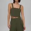 Cropped Dreamscape Tank - Green Olive