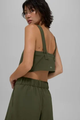 Cropped Dreamscape Tank – Green Olive