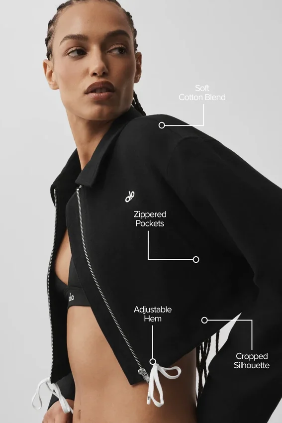 Cropped Fan Favorite Full Zip Jacket - Black