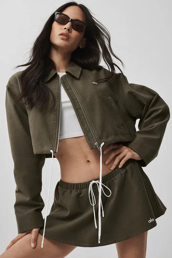 Cropped Fan Favorite Full Zip Jacket - Olive Tree