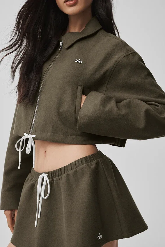 Cropped Fan Favorite Full Zip Jacket - Olive Tree