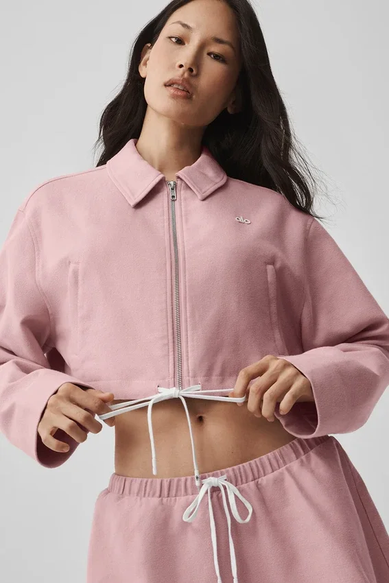 Cropped Fan Favorite Full Zip Jacket - Vintage Pink