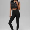 Cropped Gold Rush Puffer Vest - Black