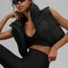 Cropped Gold Rush Puffer Vest - Black
