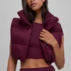 Cropped Gold Rush Puffer Vest - Burgundy