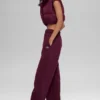 Cropped Gold Rush Puffer Vest - Burgundy