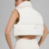 Cropped Gold Rush Puffer Vest - Ivory