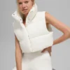 Cropped Gold Rush Puffer Vest - Ivory