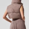 Cropped Gold Rush Puffer Vest - Mushroom