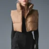Cropped Gold Rush Puffer Vest - Toasted Almond