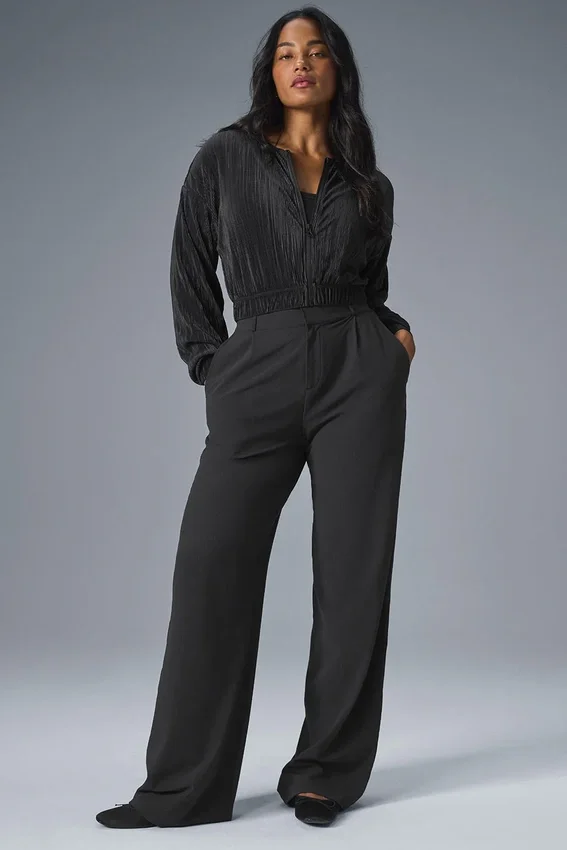 Cropped Micro Plisse Jacket - Black