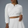 Cropped Micro Plisse Jacket - White