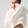 Cropped Mountain Peak Full-Zip Hoodie - Ivory