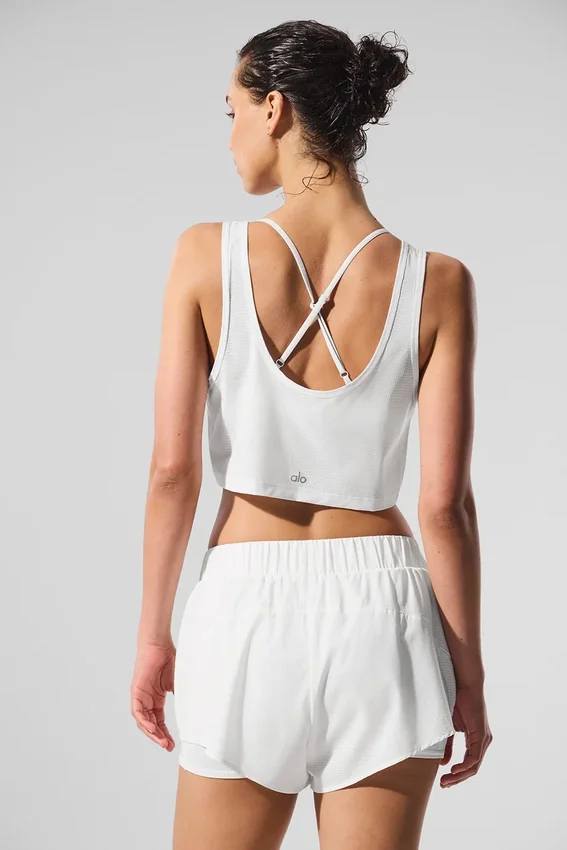 Cropped Sport Star Tank - White