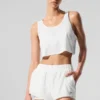 Cropped Sport Star Tank - White