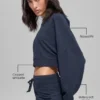 Cropped Sway Crew Neck Pullover - Navy