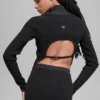 Denim Knit Backless Long Sleeve - Black/Anthracite