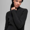 Denim Knit Backless Long Sleeve - Black/Anthracite